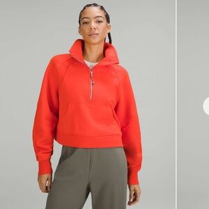 Lululemon oversized scuba funnel Half-Zip red orange m/l